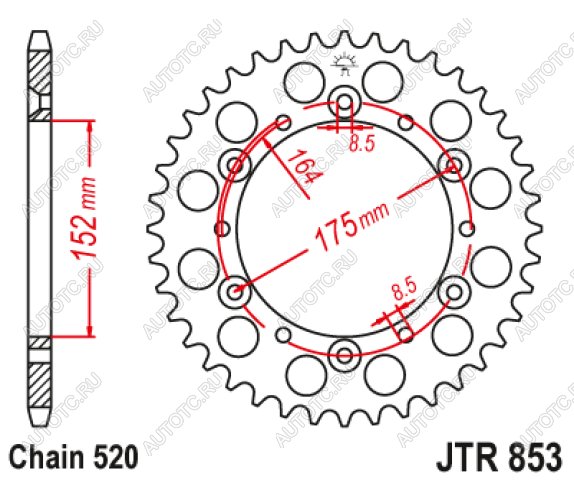 2 869 р. Звезда цепного привода JTR853 40  jtr853.40  с доставкой в г. Вологда