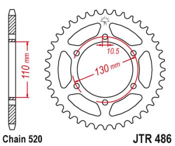 Звезда цепного привода JTR486 43ZBK  jtr486.43zbk