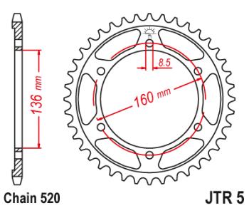Звезда цепного привода JTR5 45  jtr5.45