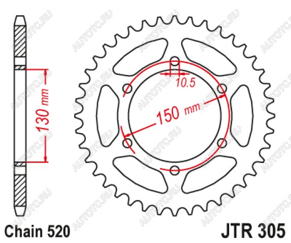 3 399 р. Звезда цепного привода JTR305 46ZBK  jtr305.46zbk  с доставкой в г. Вологда