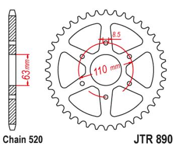 Звезда цепного привода JTR890 42ZBK  jtr890.42zbk