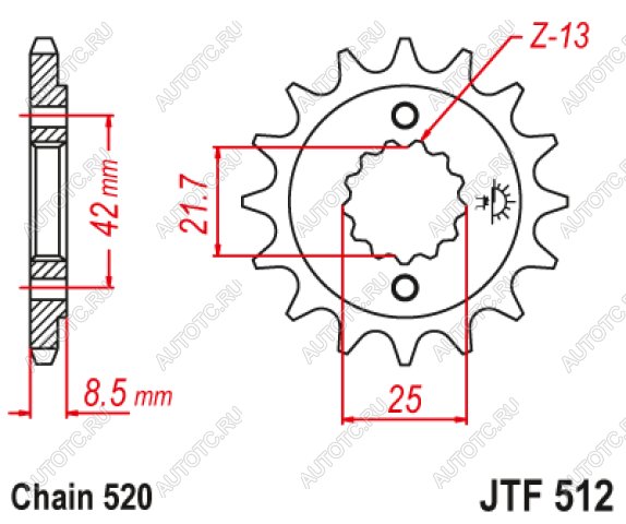 1 479 р. Звезда цепного привода JTF512 17RB  jtf512.17rb  с доставкой в г. Вологда