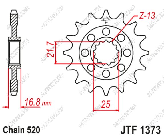 2 199 р. Звезда цепного привода JTF1373.17  jtf1373.17  с доставкой в г. Вологда