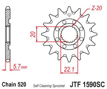 Звезда цепного привода JTF1590 12SC  jtf1590.12sc