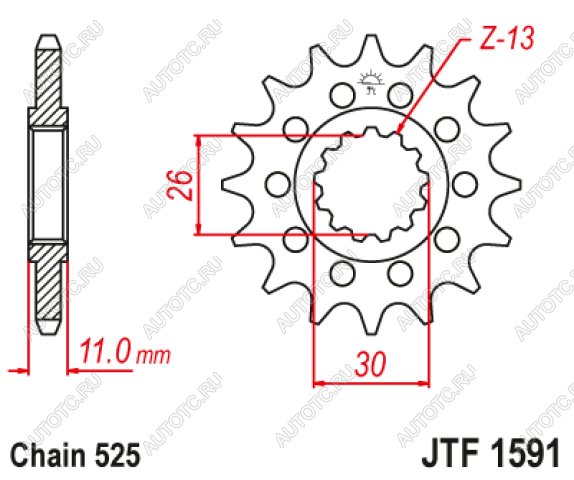 1 659 р. Звезда цепного привода JTF1591 16RB  jtf1591.16rb  с доставкой в г. Вологда