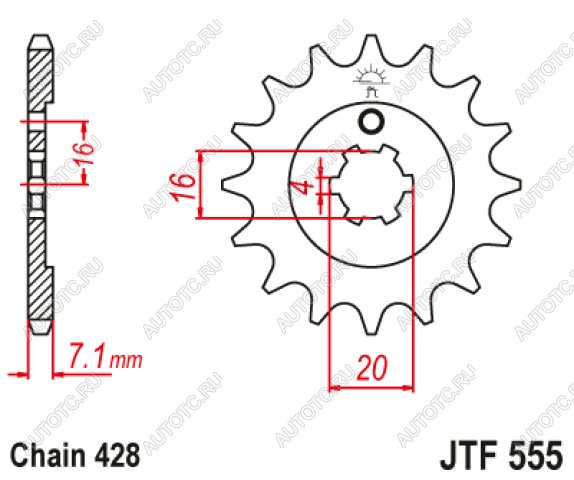 569 р. Звезда цепного привода JTF555 14  jtf555.14  с доставкой в г. Вологда