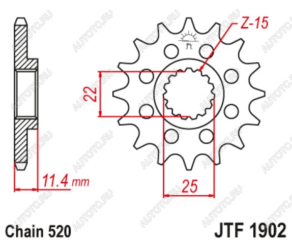 1 499 р. Звезда цепного привода JTF1902 15RB  jtf1902.15rb  с доставкой в г. Вологда