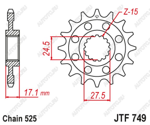 1 959 р. Звезда цепного привода JTF749 15  jtf749.15  с доставкой в г. Вологда
