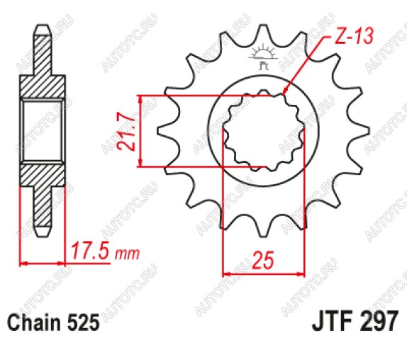1 899 р. Звезда цепного привода JTF297 15RB  jtf297.15rb  с доставкой в г. Вологда