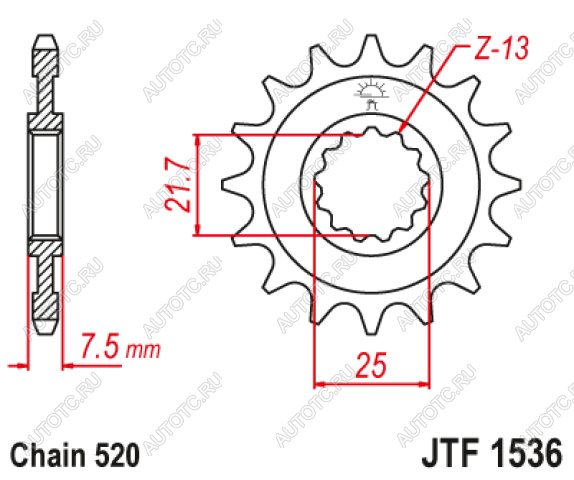 1 299 р. Звезда цепного привода JTF1536 16RB  jtf1536.16rb  с доставкой в г. Вологда