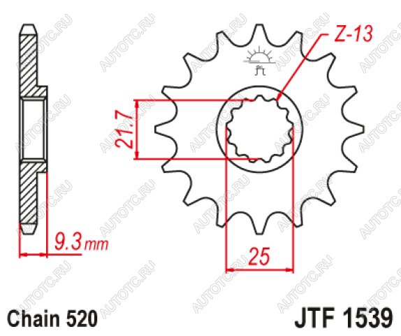 1 799 р. Звезда цепного привода JTF1539 14RB  jtf1539.14rb  с доставкой в г. Вологда