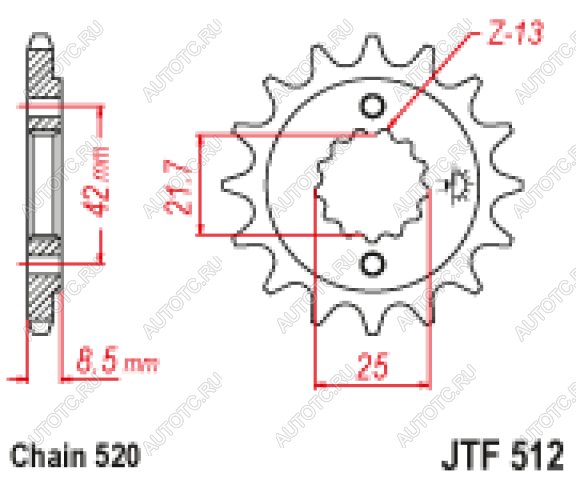 1 399 р. Звезда цепного привода JTF512 16RB  jtf512.16rb  с доставкой в г. Вологда