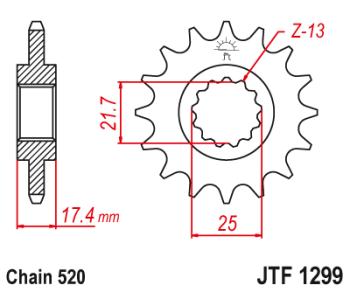 Звезда цепного привода JTF1299 14  jtf1299.14