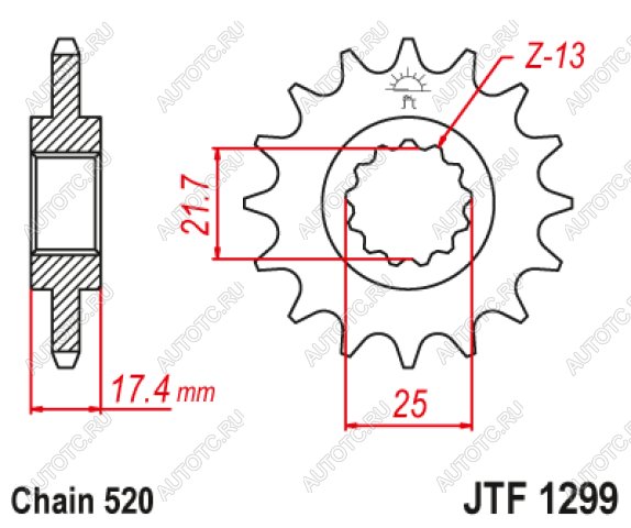 2 299 р. Звезда цепного привода JTF1299 14  jtf1299.14  с доставкой в г. Вологда