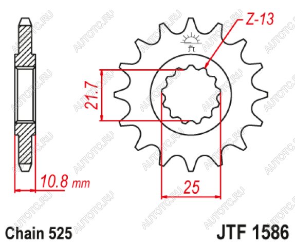 1 649 р. Звезда цепного привода JTF1586 16RB  jtf1586.16rb  с доставкой в г. Вологда