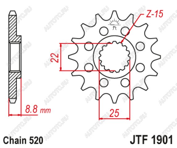 1 229 р. Звезда цепного привода JTF1901 12  jtf1901.12  с доставкой в г. Вологда