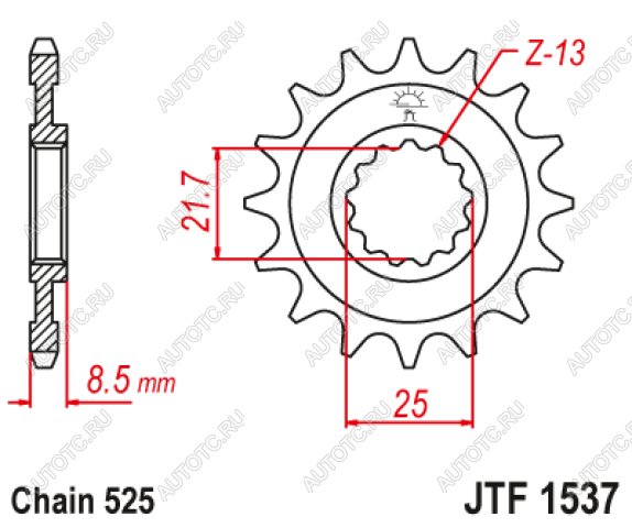 1 449 р. Звезда цепного привода JTF1537 16RB  jtf1537.16rb  с доставкой в г. Вологда