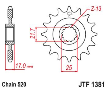 Звезда цепного привода JTF1381 15RB  jtf1381.15rb