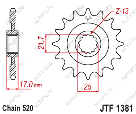1 699 р. Звезда цепного привода JTF1381 15RB  jtf1381.15rb  с доставкой в г. Вологда