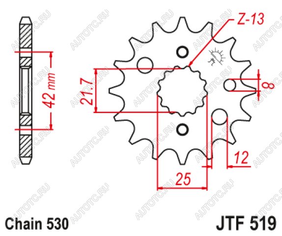 1 299 р. Звезда цепного привода JTF519 17  jtf519.17  с доставкой в г. Вологда