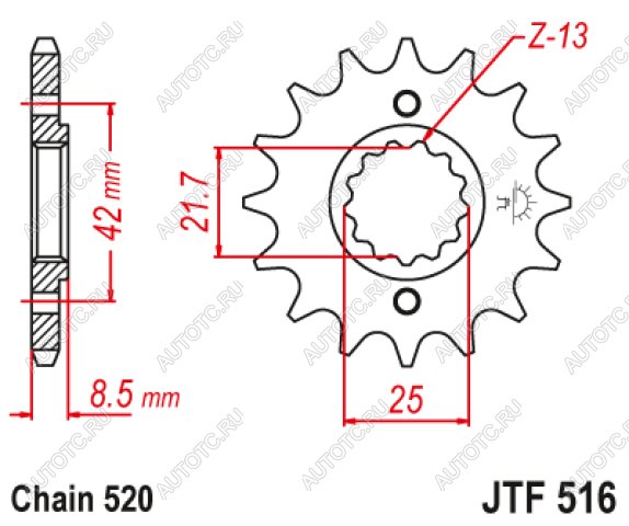 1 499 р. Звезда цепного привода JTF516 13  jtf516.13  с доставкой в г. Вологда
