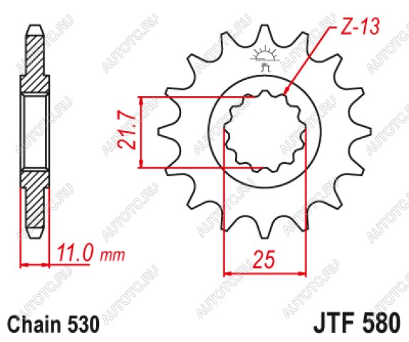 1 599 р. Звезда цепного привода JTF580 16RB  jtf580.16rb  с доставкой в г. Вологда