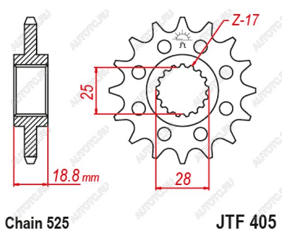 2 659 р. Звезда цепного привода JTF405 20RB  jtf405.20rb  с доставкой в г. Вологда
