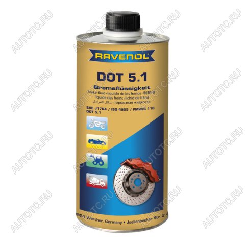 4 999 р. Тормозная жидкость RAVENOL DOT 5,1 (1л)  1350602-001-01-000  с доставкой в г. Вологда