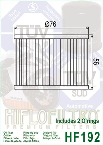 579 р. Масляный Фильтр HIFLO HF192  hf192  с доставкой в г. Вологда. Увеличить фотографию 2