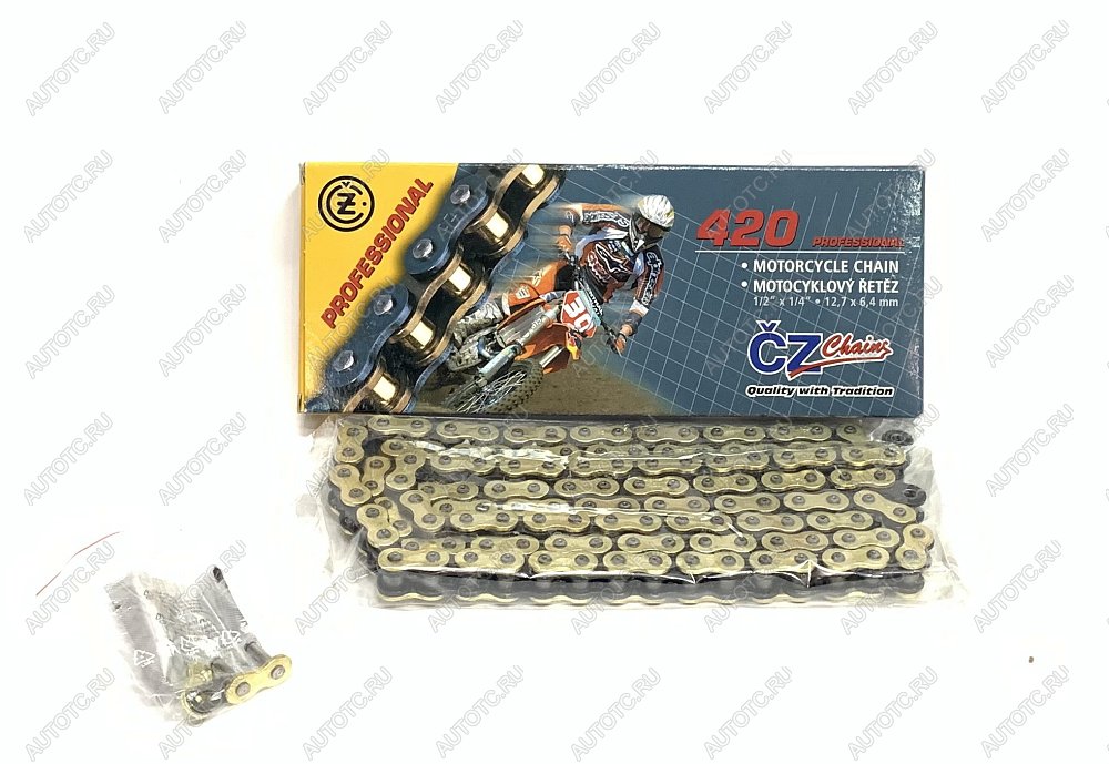 4 399 р. Цепь привода CZ Chains 420 MX Gold -116 Без сальников  420mx-116  с доставкой в г. Вологда