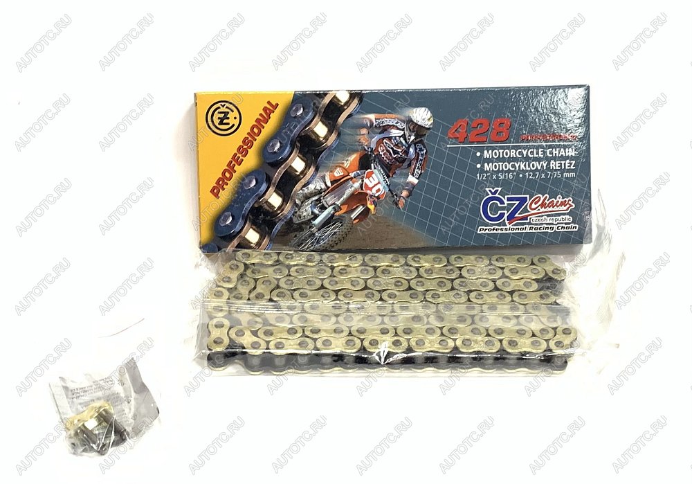 6 299 р. Цепь привода CZ Chains 428 MX Gold -124 Без сальников  428mx-124  с доставкой в г. Вологда