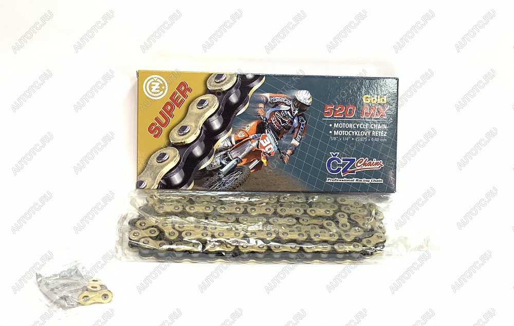 10 449 р. Цепь привода CZ Chains 520 MX Gold -114 Без сальников  520mx-114  с доставкой в г. Вологда