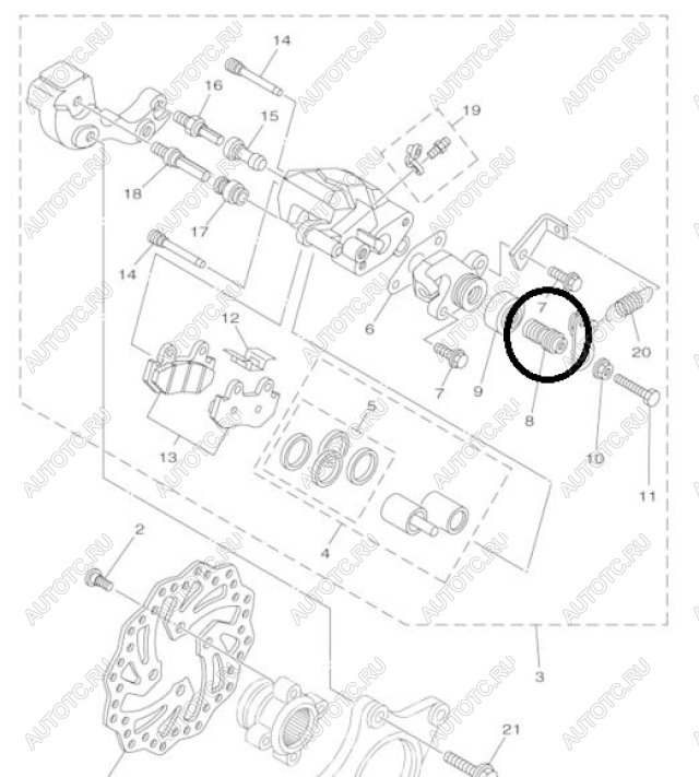 1 399 р. Ось суппорта Yamaha 5TG-25978-00 Оригинал  пм-00021738  с доставкой в г. Вологда