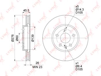 Диск тормозной CHEVROLET Cruze OPEL Astra J передний (1шт.) LYNX LYNX bn1348