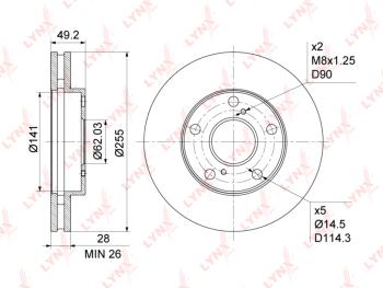 Диск тормозной TOYOTA Camry (CV2) передний (1шт.) LYNX LYNX bn1150 LYNX bn1150