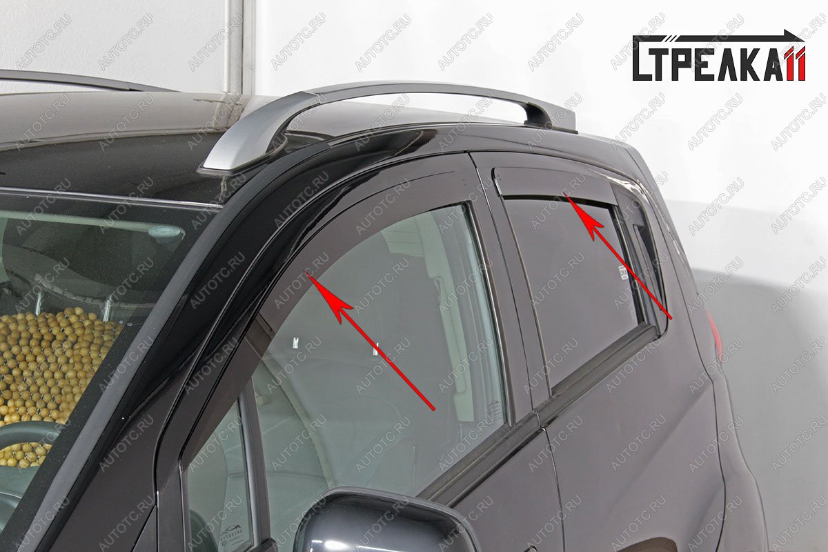 3 799 р. Дефлекторы окон 2D Стрелка11 Chevrolet Spark M300 дорестайлинг (2010-2015) (черные)  с доставкой в г. Вологда