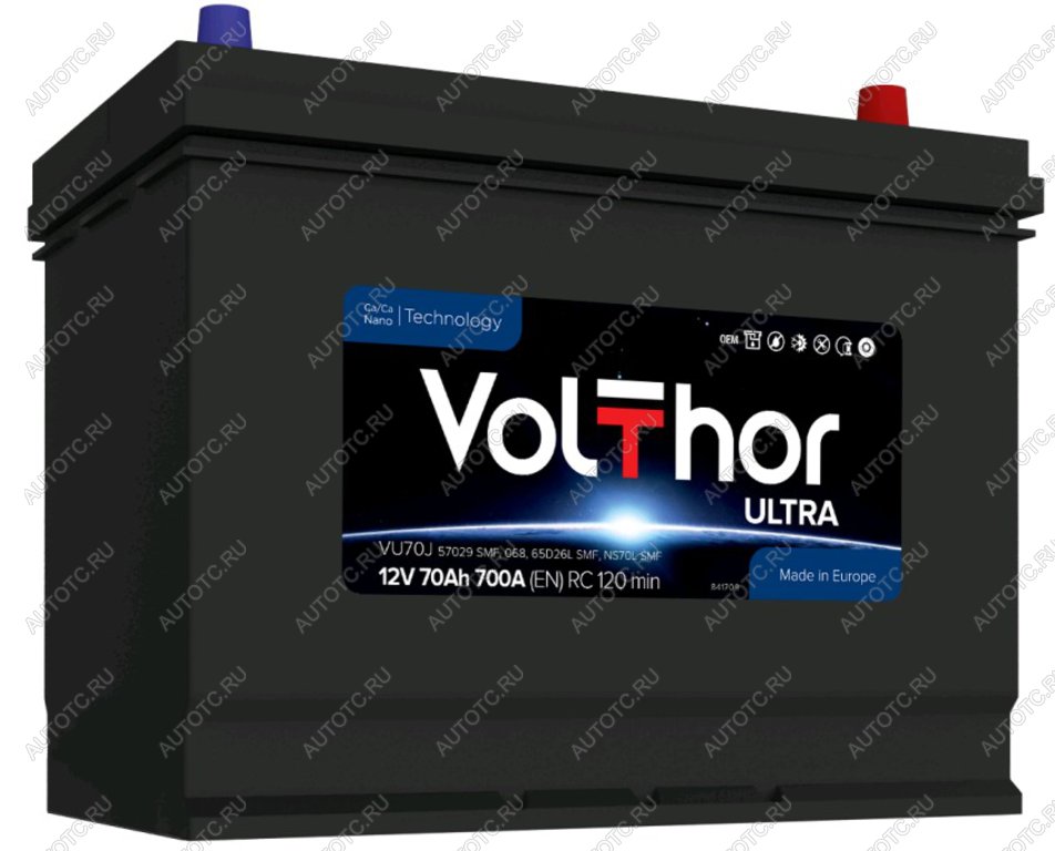 13 549 р. Аккумулятор VOLTHOR EFB 70Ач обратная полярность VOLTHOR 6ст70(0) 57029 d26  с доставкой в г. Вологда