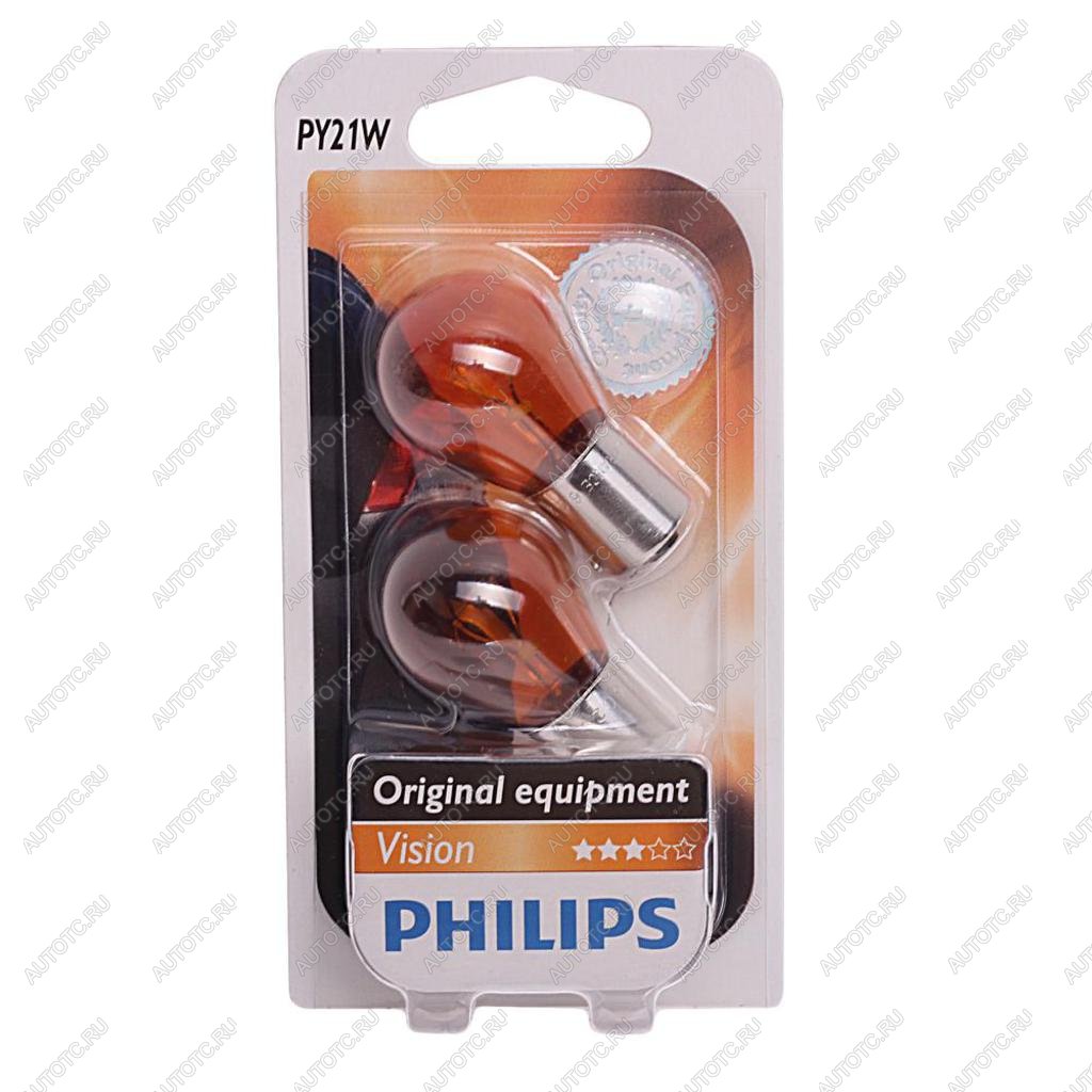 279 р. Лампа 12V PY21W BAU15s желтая блистер (2шт.) PHILIPS PHILIPS 12496nab2  с доставкой в г. Вологда
