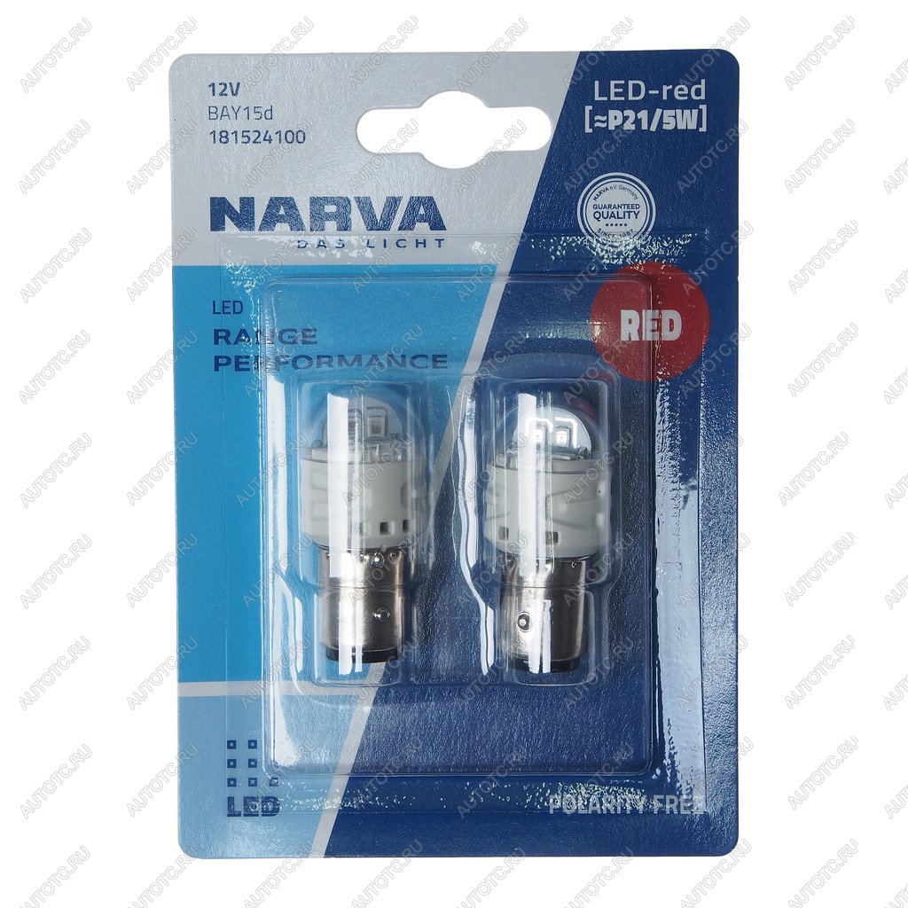 1 069 р. Лампа светодиодная 12V P215W BAY15d блистер (2шт.) LED Red NARVA NARVA 18152-2бл  с доставкой в г. Вологда