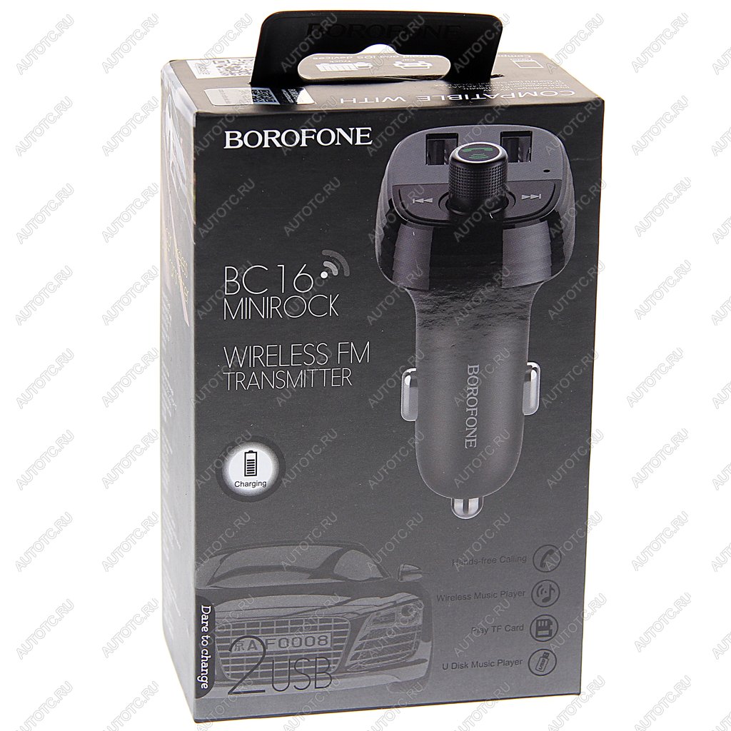 1 199 р. Устройство зарядное в прикуриватель с трансмиттером (bluetooth,hands free) BOROFONE BOROFONE bc16 black  с доставкой в г. Вологда