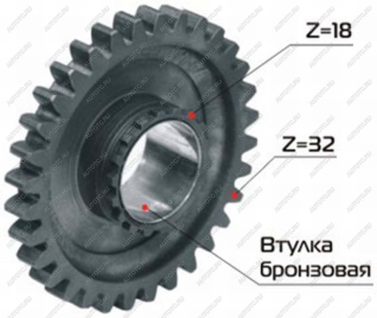 4 499 р. Шестерня КПП МТЗ вала 1-ой передачи и заднего хода Z=32 в сборе РУП МЗШ МЗШ 70-1701224  с доставкой в г. Вологда