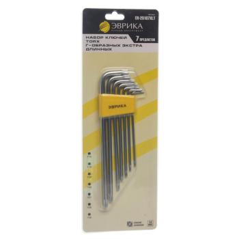 255 р. Набор ключей TORX T10-Т40 Г-образных экстрадлинных 7 предметов ЭВРИКА ЭВРИКА er-25107xlt  с доставкой в г. Вологда. Увеличить фотографию 1