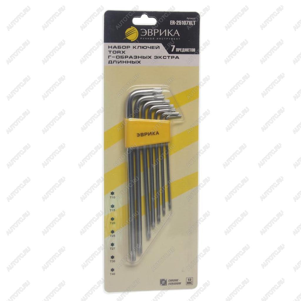 255 р. Набор ключей TORX T10-Т40 Г-образных экстрадлинных 7 предметов ЭВРИКА ЭВРИКА er-25107xlt  с доставкой в г. Вологда