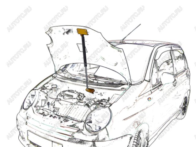 3 499 р. Упор капота ТехноМастер Daewoo Matiz M150 рестайлинг (2000-2016)  с доставкой в г. Вологда