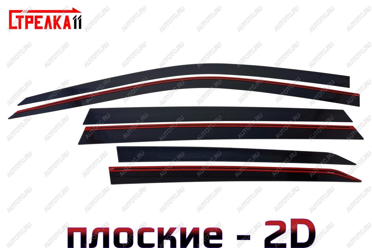 4 699 р. Дефлекторы окон 2D Стрелка11  Honda Pilot  YF6 (2016-2019) дорестайлинг (черные)  с доставкой в г. Вологда