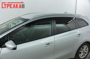 4 699 р. Дефлекторы окон 2D Стрелка11 KIA Ceed 2 JD рестайлинг универсал (2015-2018) (черные)  с доставкой в г. Вологда. Увеличить фотографию 2
