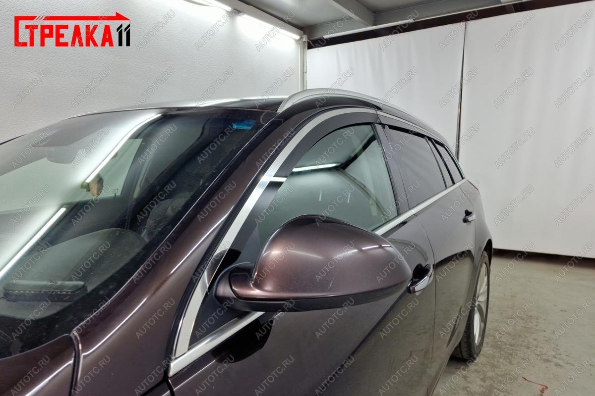 6 999 р. Дефлекторы окон 2D с хром накладками Стрелка11  Opel Insignia  A (2013-2017) универсал рестайлинг (черные)  с доставкой в г. Вологда