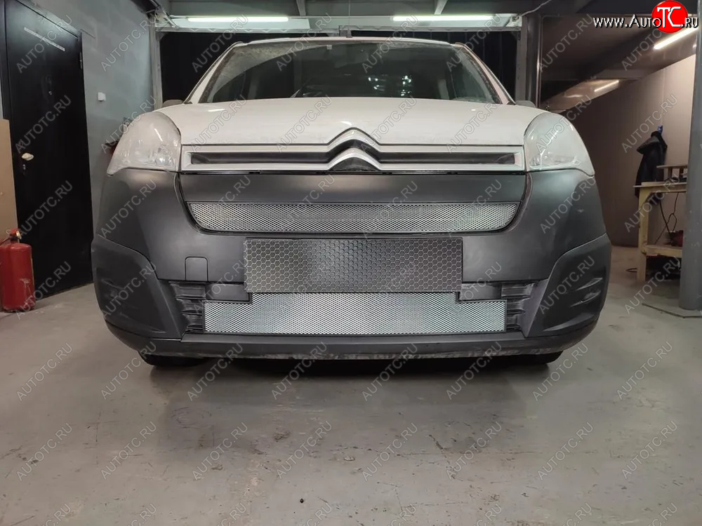 2 869 р. Защитная сетка в бампер (низ, ячейка 3х7 мм) Стрелка11 Стандарт  CITROEN Berlingo  B9 (2015-2022) рестайлинг (Хром)  с доставкой в г. Вологда
