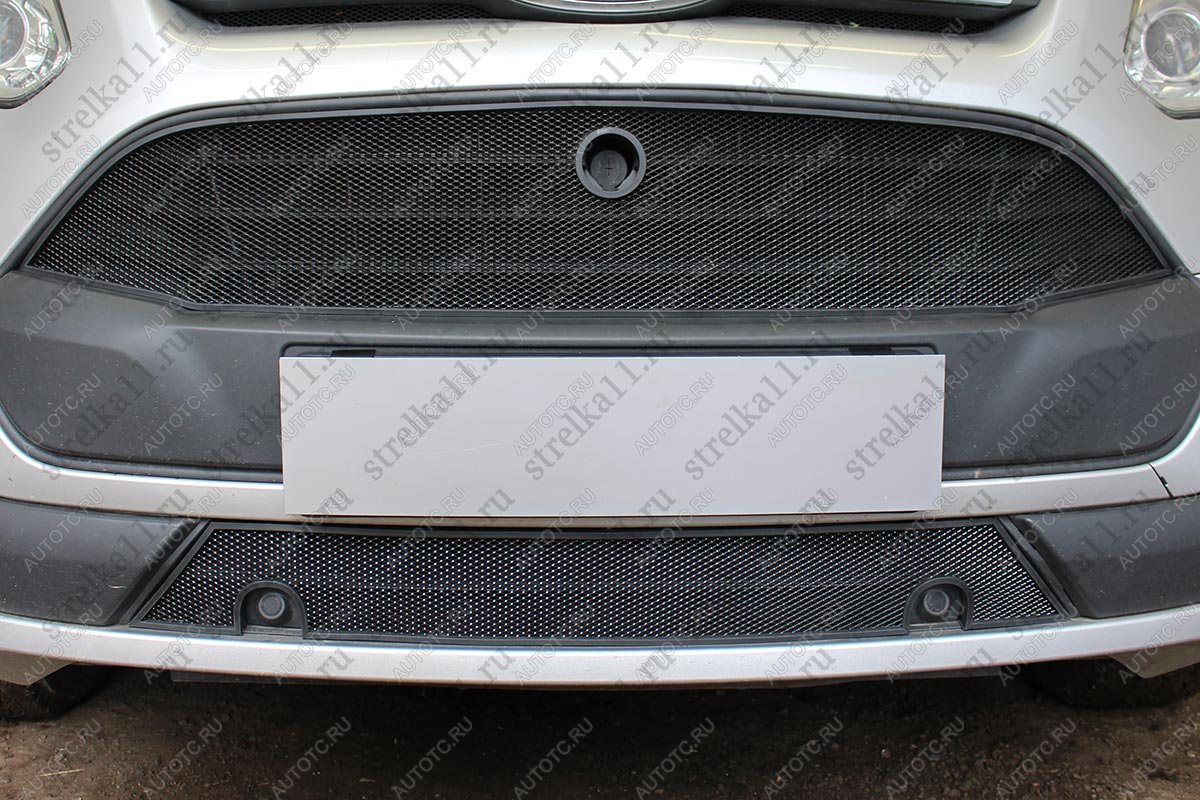 3 149 р. Защита радиатора (низ с парктроником) Стрелка11 Стандарт  Ford Tourneo Custom (2012-2018) дорестайлинг (хром)  с доставкой в г. Вологда