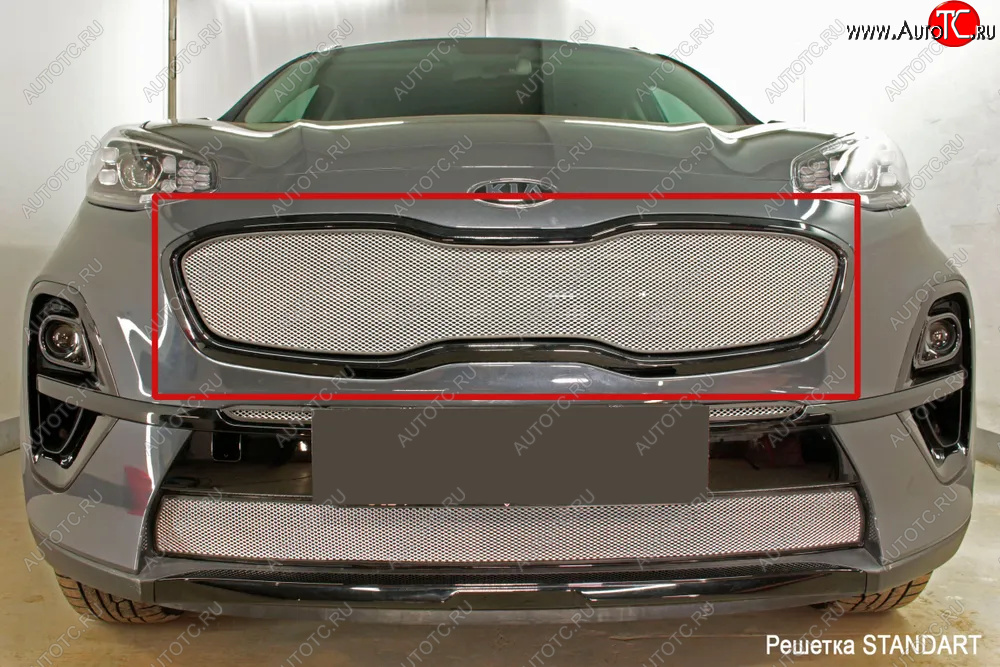 3 299 р. Защитная сетка в бампер (верх, Black Edition, ячейка 3х7 мм) Alfeco Стандарт  KIA Sportage  4 QL (2018-2022) рестайлинг (Хром)  с доставкой в г. Вологда